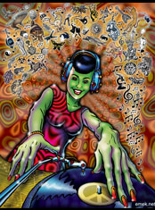 emek x: dj girl on blotter paper