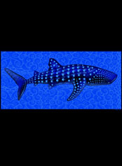emek x: glow-in-dark blue whale against ocean swirl illustrations