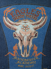 emek x: Eagels of Death Metal Glitter poster on denim 2007