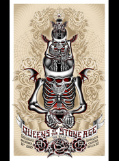 emek x: queens of the stone age at barclays center brooklyn, ny 2013 image: 3 skeletons with wings sit atop eachother